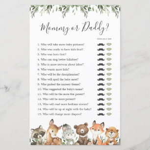 Papier Animaux de la forêt Baby Shower Maman ou Papa