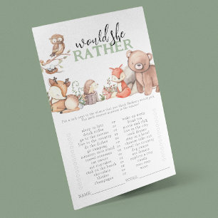 Papier Animaux de la Forêt "Préférerait-Elle Plutôt" Jeu
