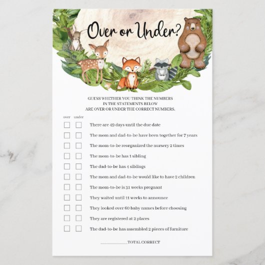 Papier Animaux de la forêt tranche de bois dessus ou dess (Devant)