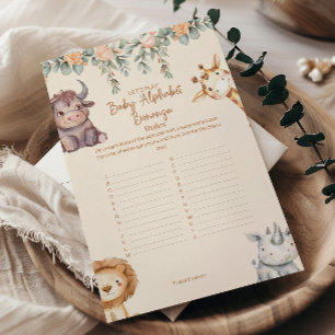Papier Animaux de Safari Alphabet de Bébé Baby Shower