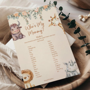 Papier Animaux de Safari « Qui est ma maman ? » Baby Show