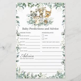 Papier Animaux des bois Baby shower Prédictions et consei