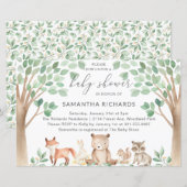Papier Animaux des bois Invitation Baby shower budgétaire (Devant / Derrière)