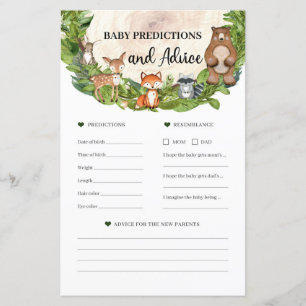 Papier Animaux des bois Prédictions et conseils pour bébé