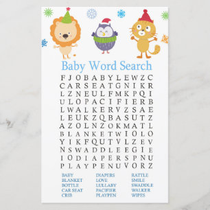 Papier Animaux d'hiver Baby shower Word Search Jeu