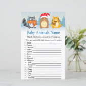 Papier Animaux d'hiver Bébé Animaux Nom baby shower de je (Debout devant)