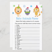 Papier Animaux d'hiver Bébé Animaux Nom baby shower de je (Devant / Derrière)