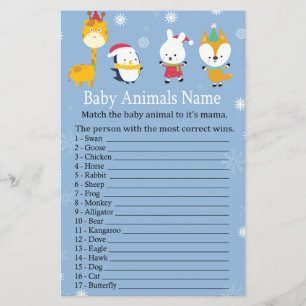 Papier Animaux d'hiver Bébé Animaux Nom baby shower de je