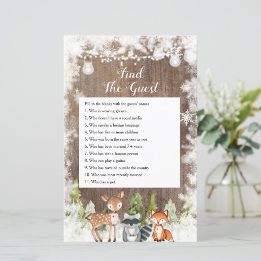 Papier Animaux d'hiver Flammes de neige en bois Trouvez l (Debout devant)