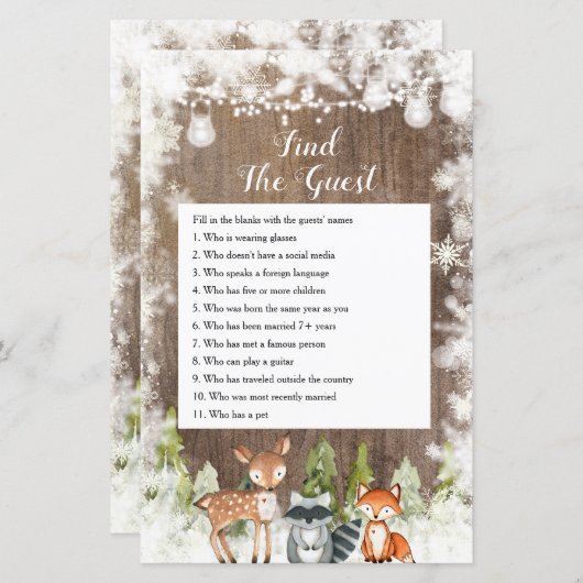 Papier Animaux d'hiver Flammes de neige en bois Trouvez l (Devant / Derrière)