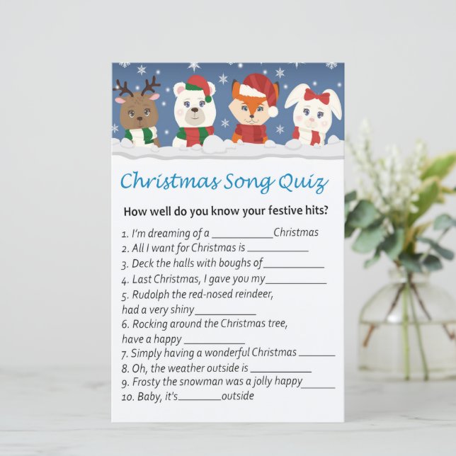 Papier Animaux d'hiver jeu de chansons de Noël (Debout devant)