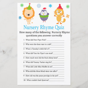 Papier Animaux d'hiver Nursery Rhyme Quiz jeu de baby sho