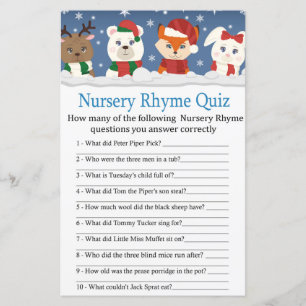 Papier animaux d'hiver Nursery Rhyme Quiz jeu de baby sho