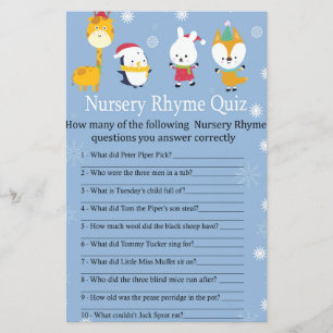 Papier Animaux d'hiver Nursery Rhyme Quiz jeu de baby sho