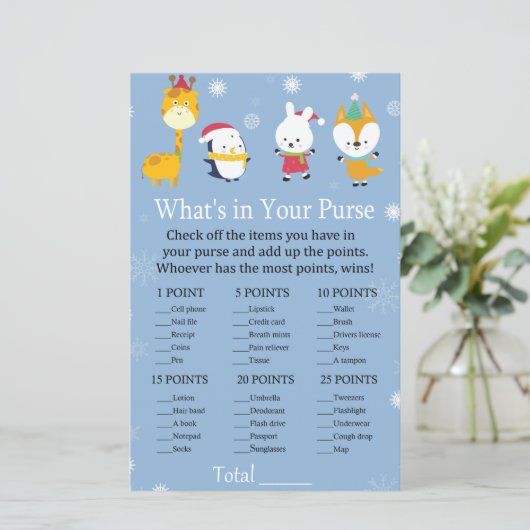 Papier Animaux d'hiver Qu'y a-t-il dans votre sac à main (Debout devant)