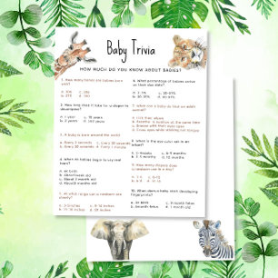 Papier Animaux Safari Baby Trivia   Jeu Baby shower
