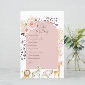 Papier Animaux sauvages Boho rose souhaits pour bébé (Debout devant)
