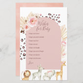 Papier Animaux sauvages Boho rose souhaits pour bébé (Devant / Derrière)