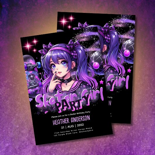 Papier Anime Skater Girl Anniversaire Fête Skateboard