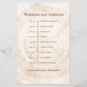 Papier Anneaux de bois rustique Jour de mariage Calendrie