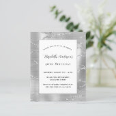 Papier Anniversaire argent blanc élégant budget invitatio (Debout devant)