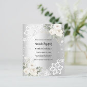 Papier Anniversaire argent blanc floraux diamants invitat (Debout devant)
