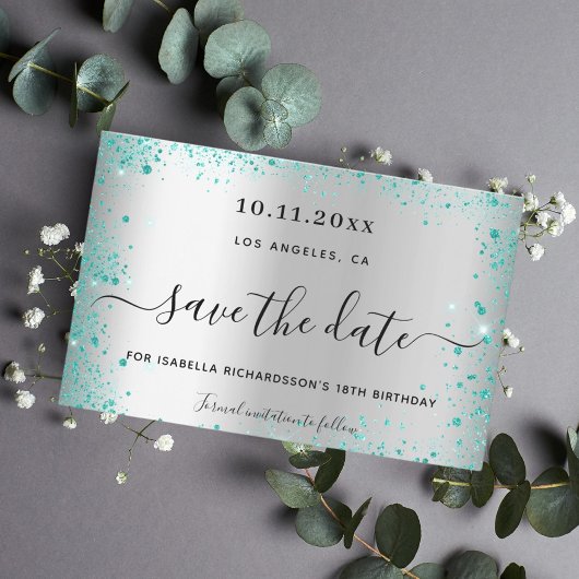 Papier Anniversaire argent parties scintillant turquoise