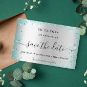 Papier Anniversaire argent parties scintillant turquoise