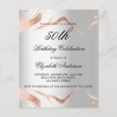 Papier Anniversaire argent rose or marbre budget invitati (Devant)