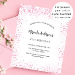 Papier Anniversaire blanc rose parties scintillant chic i<br><div class="desc">Pour un 21ème anniversaire élégant (ou tout âge). Une arrière - plan blanche design. Décoré de faux parties scintillant rose, brille. Personnalisez et ajoutez un nom, un âge et des détails de la fête. Le nom est écrit avec un script de style écrit à la main. 1 feuille = 1...</div>