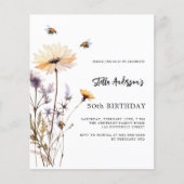 Papier Anniversaire budget violet jaune fleur sauvage (Devant)