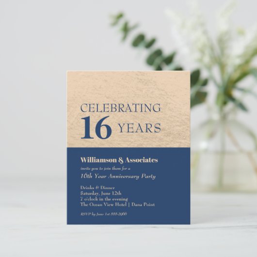 Papier Anniversaire commercial Marine Blue Gold Invitatio (Debout devant)