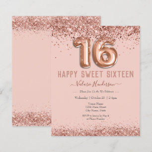 Papier Anniversaire de 16 ans Glitter Rose Pâle Joyeux