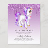 Papier ANNIVERSAIRE DE ENFANT BUDGET Invitation violet Un (Devant)