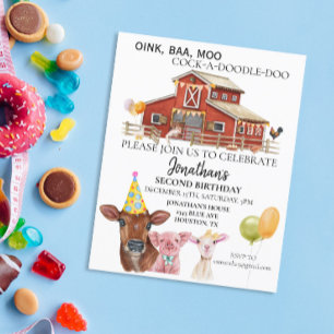 Papier Anniversaire de la ferme Aquarelle de vache Grange