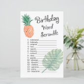 Papier ANNIVERSAIRE DE L'ananas MOT SCRAMBLE JEU (Debout devant)
