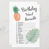 Papier ANNIVERSAIRE DE L'ananas MOT SCRAMBLE JEU (Devant / Derrière)