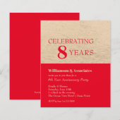 Papier Anniversaire des affaires Gold et Red Invitations (Devant / Derrière)