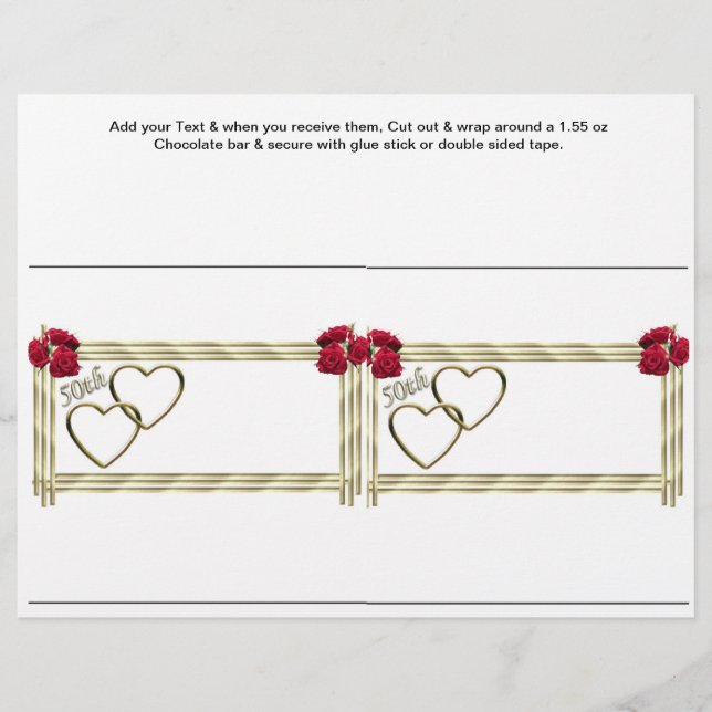 Papier Anniversaire d'or 50e Candy Bar sur mesure Wrapper (Devant)
