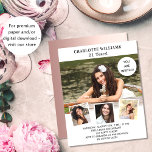 Papier Anniversaire fête blanche rose photo budget invita<br><div class="desc">Créez votre propre collage photo unique. Utilisez quatre,  4 de vos photos préférées. Personnalisez et ajoutez un nom et des détails du parti. Arrière - plan blanc à l'avant,  or rose à l'arrière.</div>