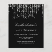 Papier Anniversaire fête noir argent étoile budget invita (Devant)