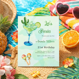 Papier Anniversaire Fiesta Mexique style vert invitation