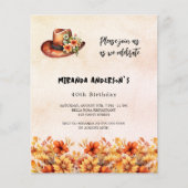 Papier Anniversaire fleurs orange cowgirl budget invitati (Devant)