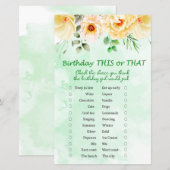 Papier Anniversaire Floral Ce ou ce jeu (Devant / Derrière)