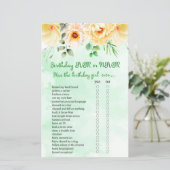 Papier Anniversaire Floral Jeu ou jamais (Debout devant)