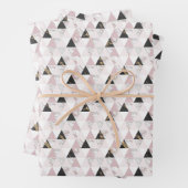 Papier anniversaire géométrique Marbre Rose Or Noi (En situation)