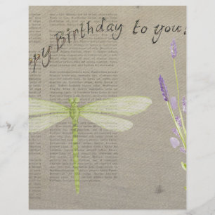 Papier anniversaire heureux de libellule
