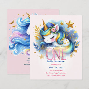 Papier Anniversaire Licorne Kawaii 1 an Conte de Fées