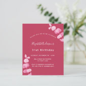 Papier Anniversaire magenta eucalyptus invitation budgéta (Debout devant)