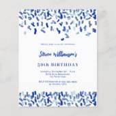 Papier Anniversaire marine bleu blanc confetti invitation (Devant)